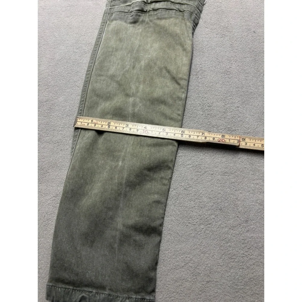 Robins Jean Mens Moto Biker Slim Pants Faded Olive Green Zipper Ribbed Knee 29